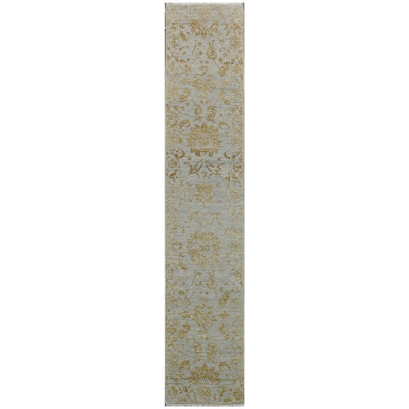 Tapis argenté et doré de haute qualité noué à la main