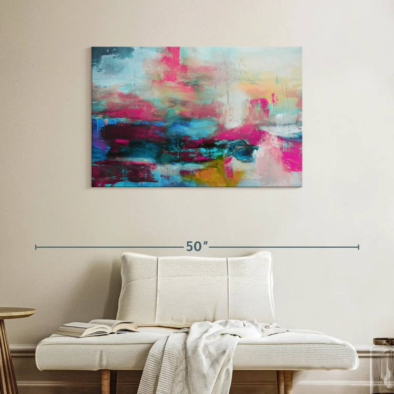 Avery Abstract Pink Aqua, 26" H x 39" W