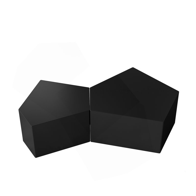 Irregular Pentagon Nesting Coffee Table Set, Geometric Coffee Table Set, Side Table Set, Black