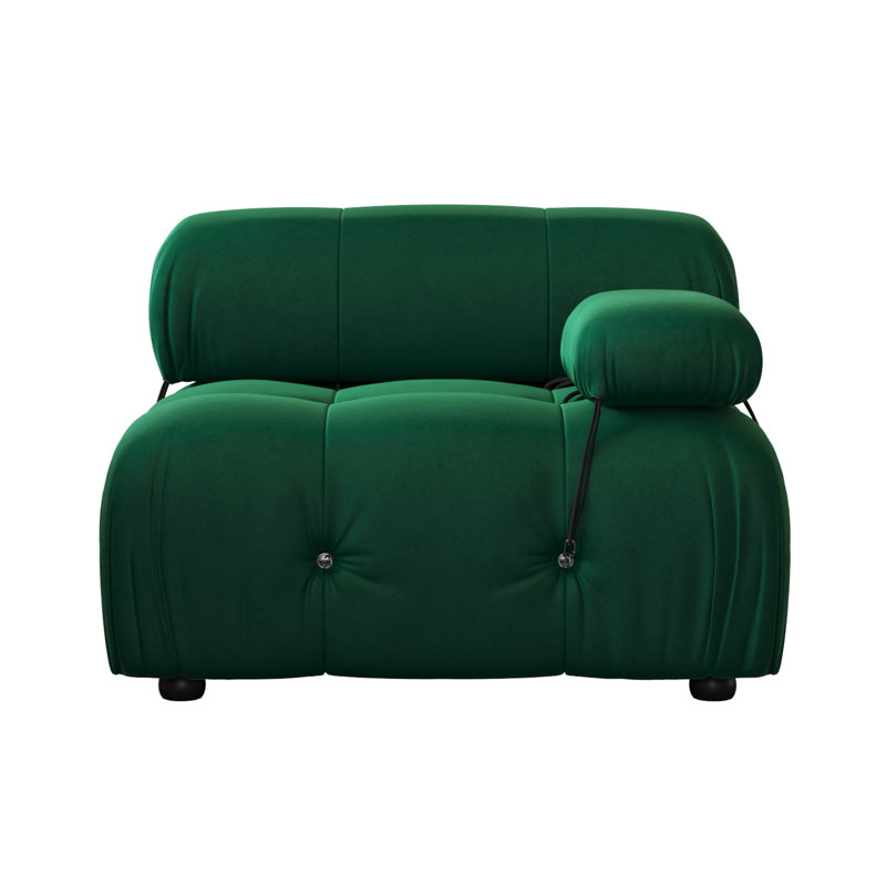 Upholstered Modern Velvet Fabric Single One-Armed Chair, Green