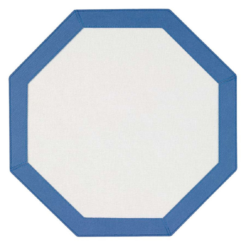 Bordino Vinyl Placemats, White/Periwinkle