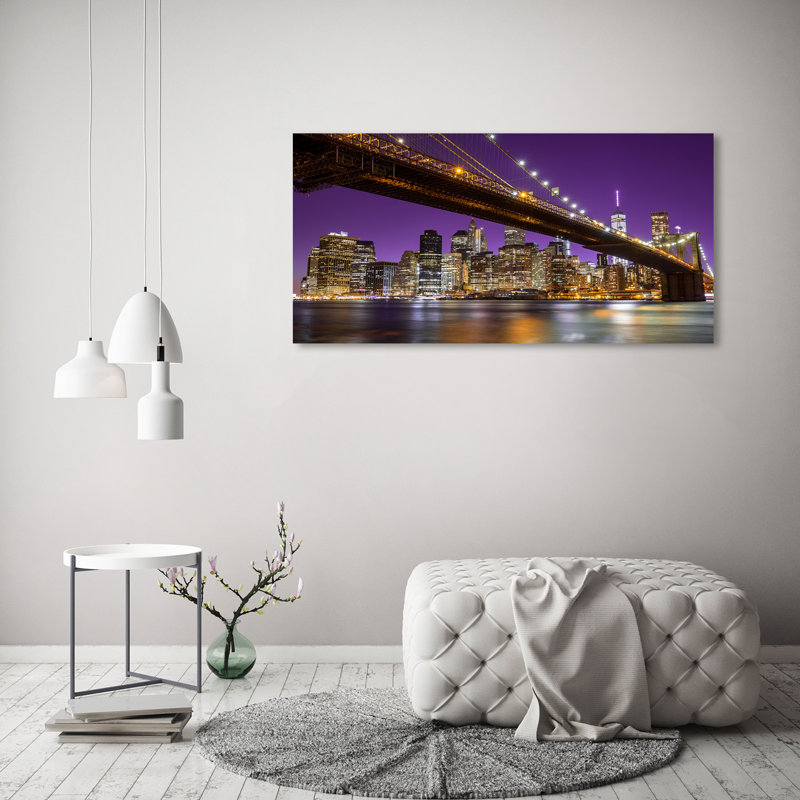 Manhattan By Night - Wrapped Canvas Print