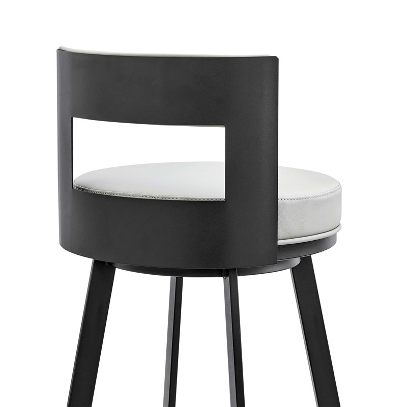 Tabouret tournant 30 "en métal avec similicuir, Black/White