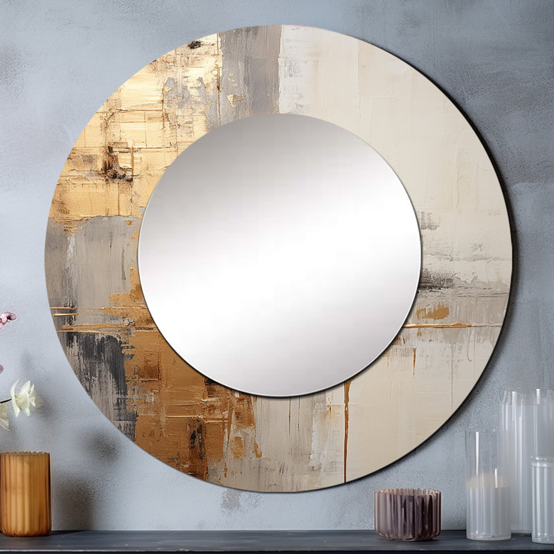 Miroir mural Rosen doré et beige Soft Fusion I, 36 po x 36 po