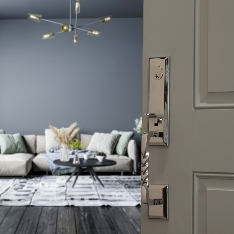 Handle With Knob And Deadbolt, Satin Nickel