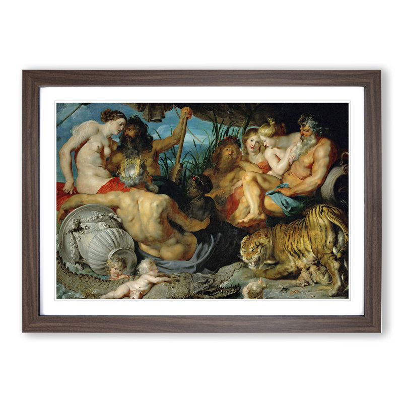 The Four Continents by Peter Paul Rubens - Picture Frame Painting, Walnut, 48cm H x 65cm W x 2cm D