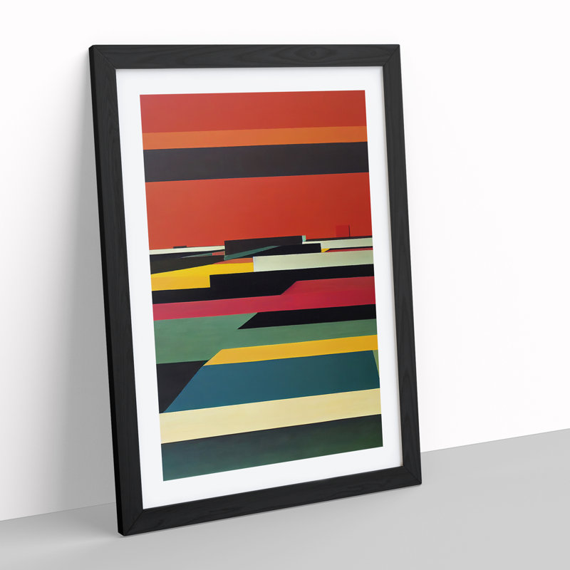 Retro Abstract Art No.1 - Wall Art, Black Framed, 66cm H x 48cm W, White