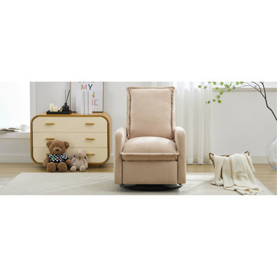 Swivel Rocker Recliner Chair, Glider Rocker Recliner, Rocking Chair Nursery for Living Room Bedroom Apartment,Teddy Fleece,Oatmeal