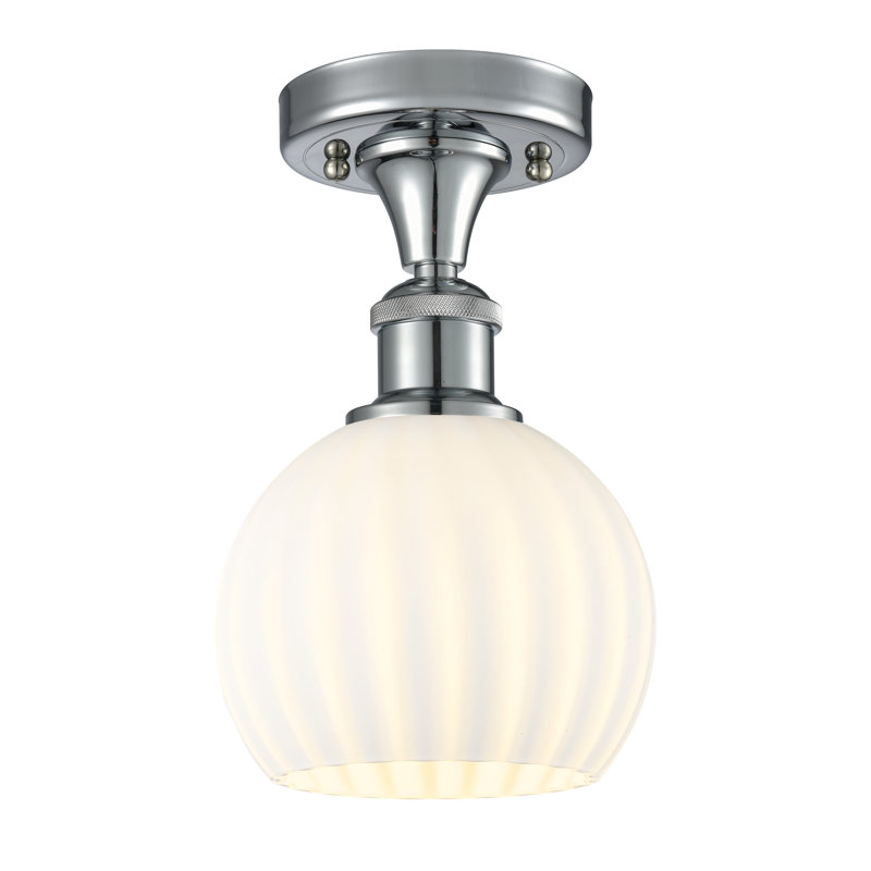 Plafonnier semi-encastré 1 lumière Ballston - Adriao, Chrome poli, H 9,25 po x l 6 po x P 6 po