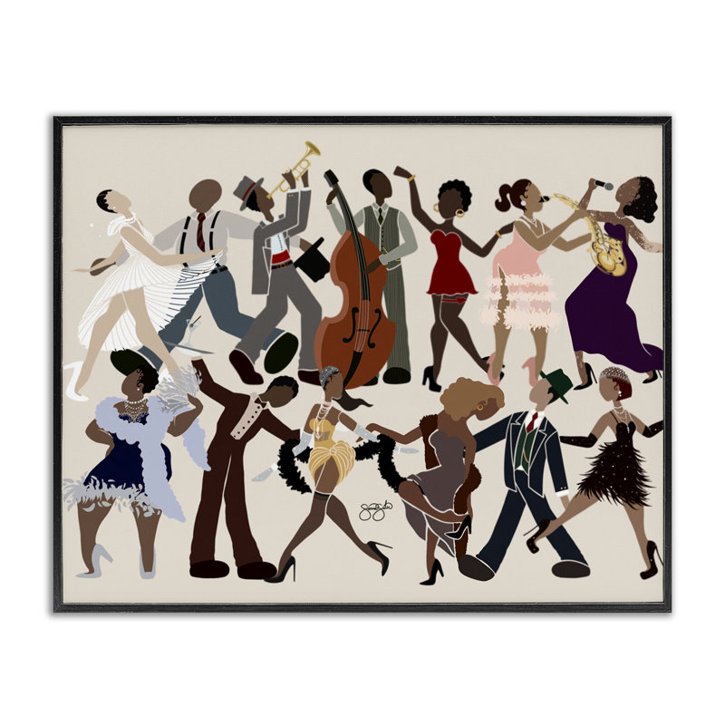 «Rhythm Jazz Dancers», estampe numérique, conception de Sierra Siler, H 16 po x l 20 po, Giclée encadrée noir minuit