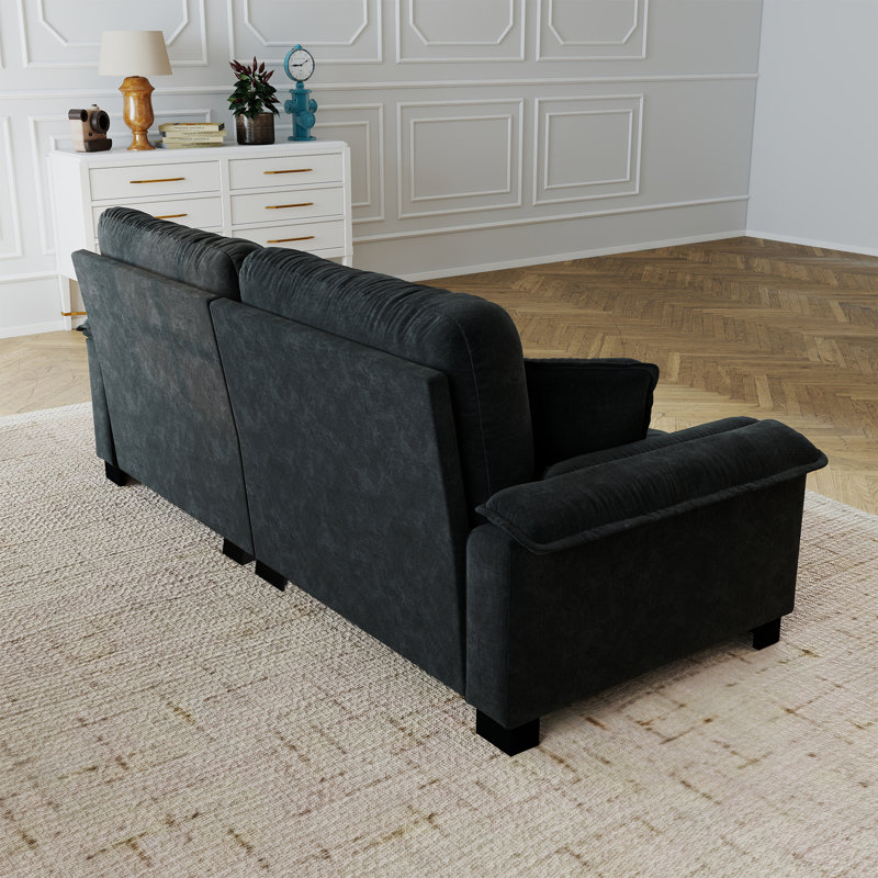 Canapé moderne plissé en chenille 3 places, Black