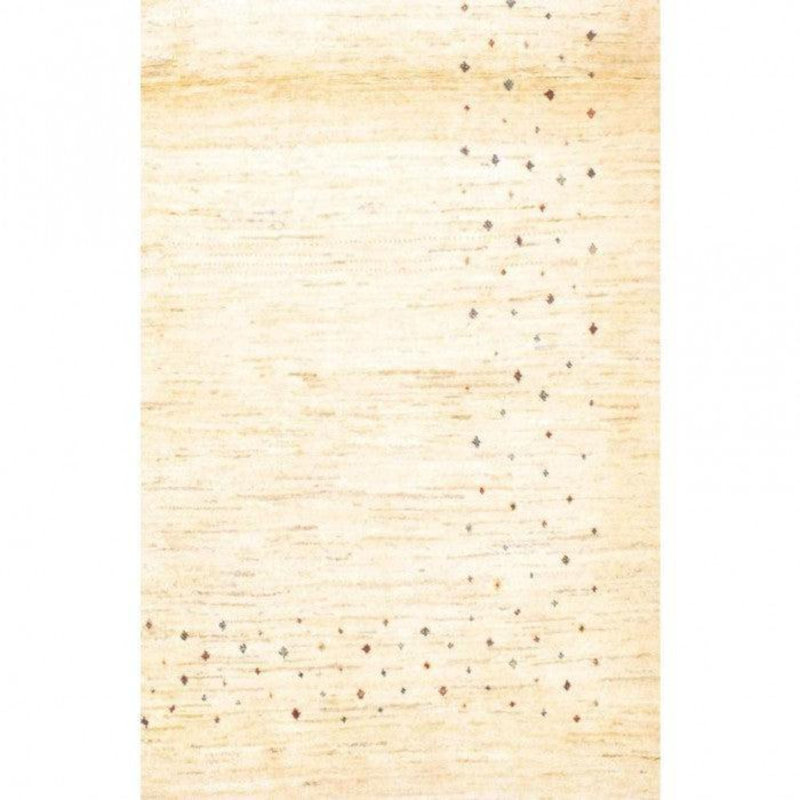 No Pattern and Not Solid Color Handmade Rectangle 4'2" x 6' Wool/Cotton Area Rug in Beige/Gray