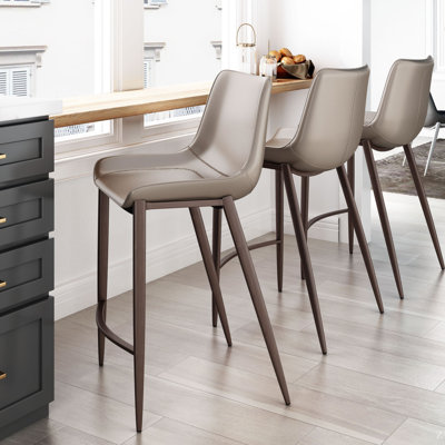 Upholstered Counter Stool with Metal Frame