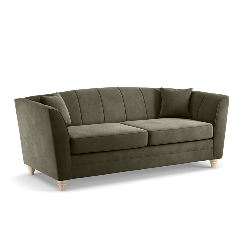 Laverton 3 Seater Velvet Flared Arm Sofa, Fern