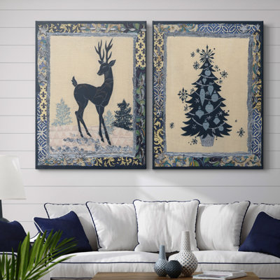 Silhouette de cerf - ensemble de 2 reproductions d'art