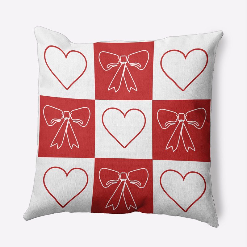 Coussin Sweet Bows and Hearts, Blanc, 26 po x 26 po