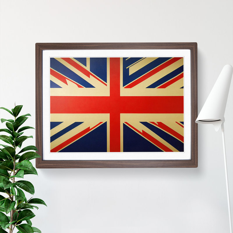 Union Jack Flag Concept Vol.1 - Framed Print, 25cm H x 34cm W x 2cm D, Walnut