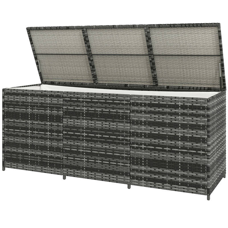 Outsunny 175 Gallon Outdoor Storage Box With Inner Liner, Gray