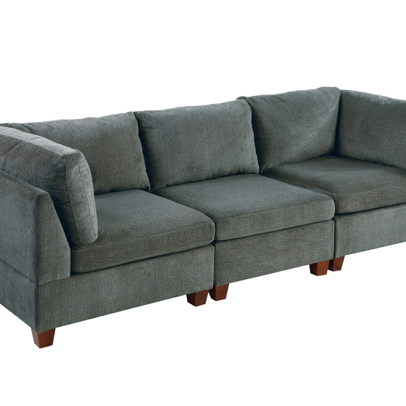 MODULAR SET - Chenille Fabric Sectional Sofa, Gray Chenille
