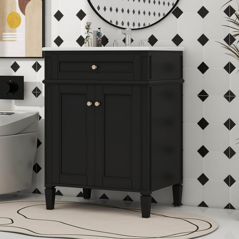 Ensemble de meuble-lavabo 24 po avec lavabo, meuble-lavabo rétro, Noir