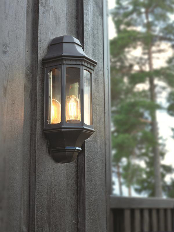 Werchter Outdoor Wall Lantern, Black, 41cm H x 18cm W x 13cm