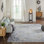 Tapis oriental bleu en laine / viscose noué à la main Frabasilio