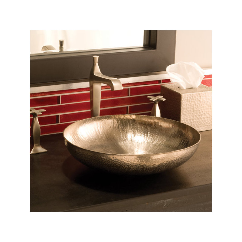 Maestro Copper Circular Vessel Bathroom Sink, Polished Nickel