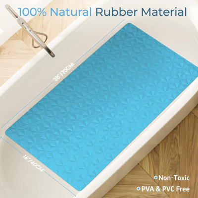 Non-slip River Blue Bathtub Mat – Natural Rubber Shower Safety Mat, 16×28"