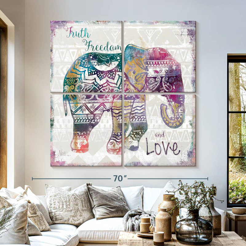 Brampt Boho Elephant Love, 57" H x 57" W