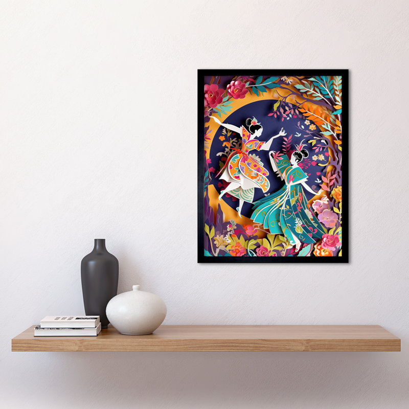 Dancing In A Forest Paper Kirigami Art Nouveau - Single Picture Frame Print