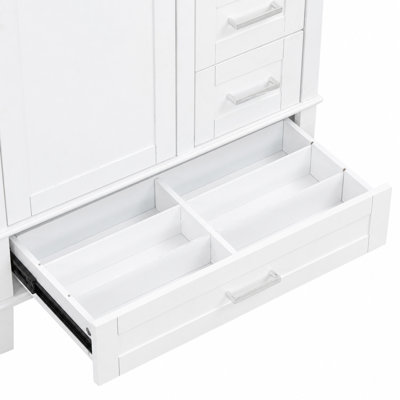 Ensemble de meuble-lavabo moderne 36 po avec lavabo, armoire de rangement en bois massif avec 1 porte à fermeture douce et 3 tiroirs à fermeture douce