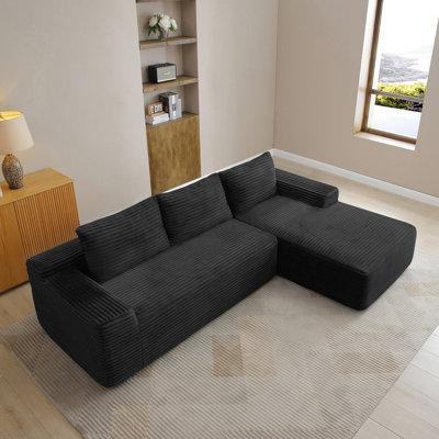 97'' Modular Sectional Sofa, Cloud Sectional Couch With Deep Seat, Modern Modular L-Shape Sofa Couch With Chaise,Upholstered Couches For Living Room Bedroom,No Assembly, Black