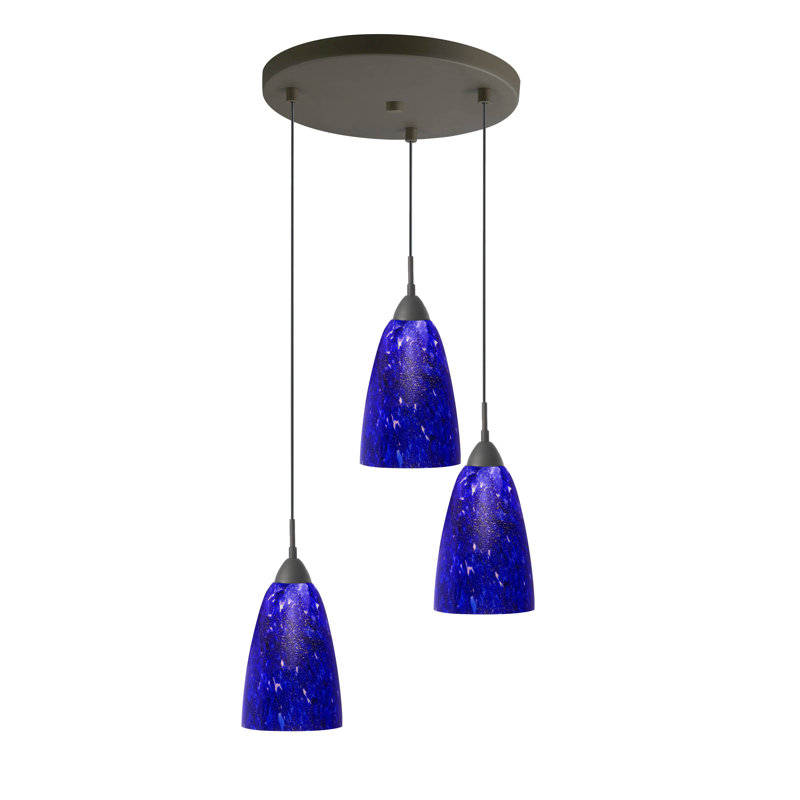 Matte Glass and Metallic Bronze 72" Cluster Pendant Light