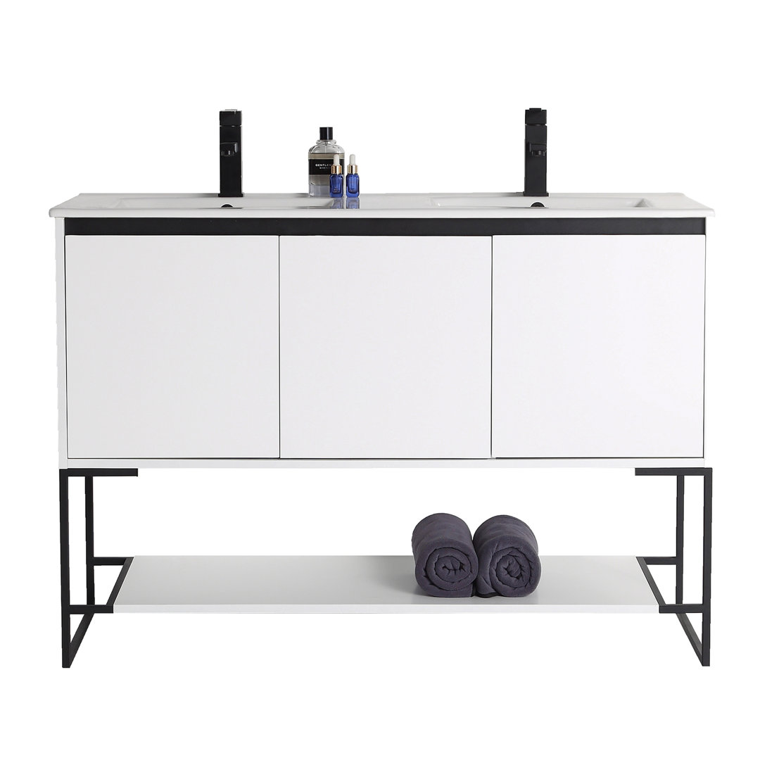 Carliana 48'' Double Bathroom Vanity with Ceramic Top Latitude Run® Base 