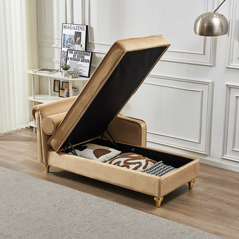 Chaise longue avec rangement Modern Upholstery, Kaki