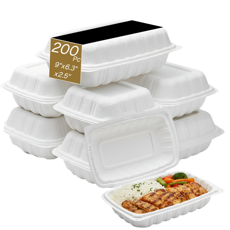 Clamshell (MFPP) Hinged Container (Corner Lock), 9" x 6.3", 200-Pack
