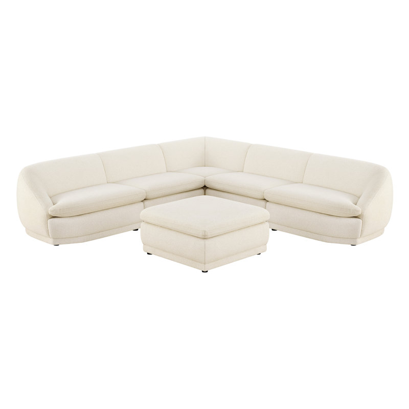 Stylish Modular Sectional Sofa With A Matching Ottoman, Moss