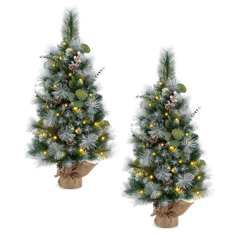 Arbre de Noël artificiel 2 pièces 3 pieds 3 pieds avec 98 branches