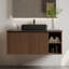 Meuble-lavabo simple brun 36 po avec lavabo en céramique noire 36 po