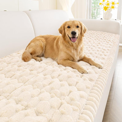 Housse antidérapante et lavable pour canapé pour chien, housse de canapé pour causeuse douce pour animaux de compagnie, protecteur de meubles pour animaux de compagnie, crème, 27,6 x 70,9 po, 1 pièce