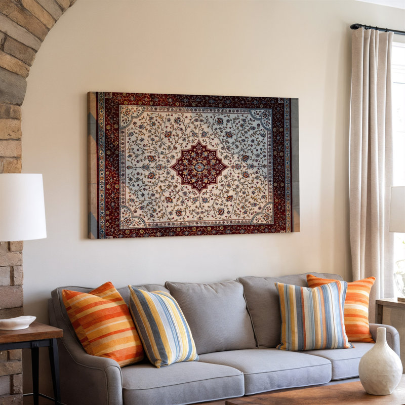 Toile, art turc magnifiquement complexe avec un médaillon floral central entouré de motifs ornés mettant en valeur une toile