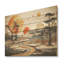 Orange Sunset Abstract Landscape Stream II - Paysage abstrait sur bois-1865837676