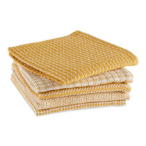 Contemporary Home Living Set of 4 Yellow Traditional Dish Towels 26