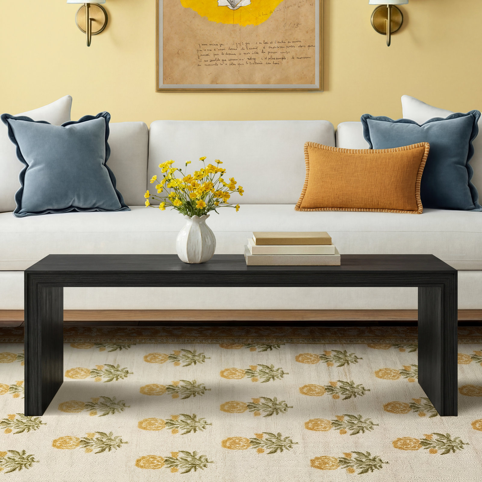 Southampton 50" Oak Coffee Table, Black