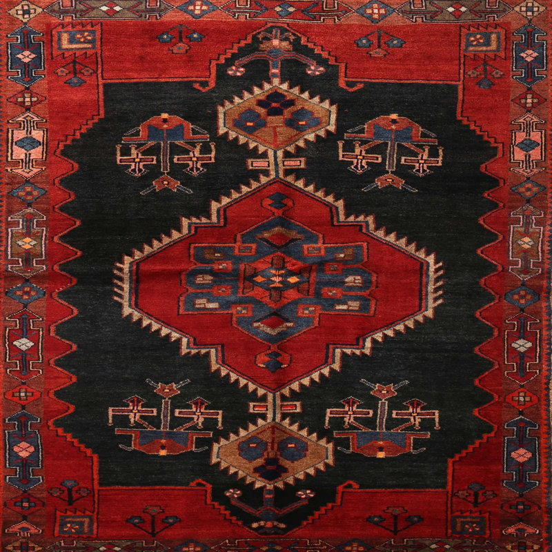 Tapis rouge à motif sud-ouest, Carré 6 pi