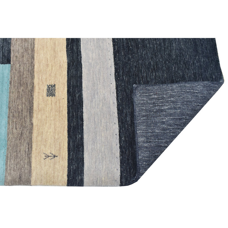 Wool Striped Area Rug, Rectangle 6' x 9"