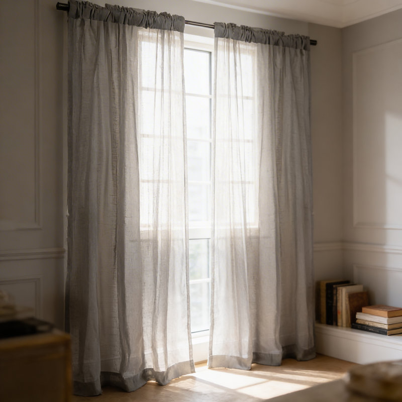Rayna Semi Sheer Curtain Panel Pair, Lichen, 52" W x 96" L