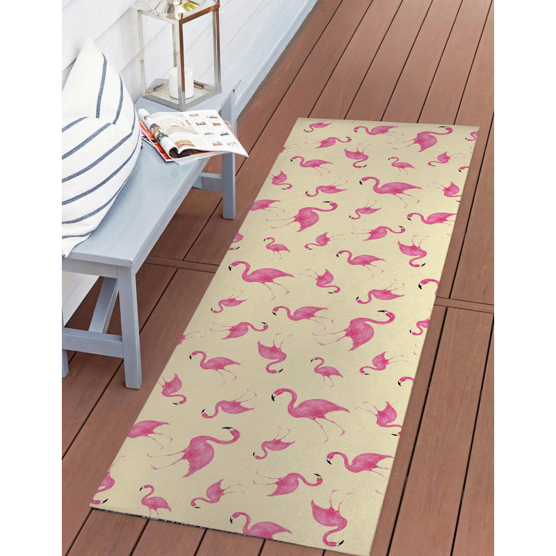 Tapis d'extérieur Summer Flamingo, Tapis de couloir 2 pi 6 po x 8 pi