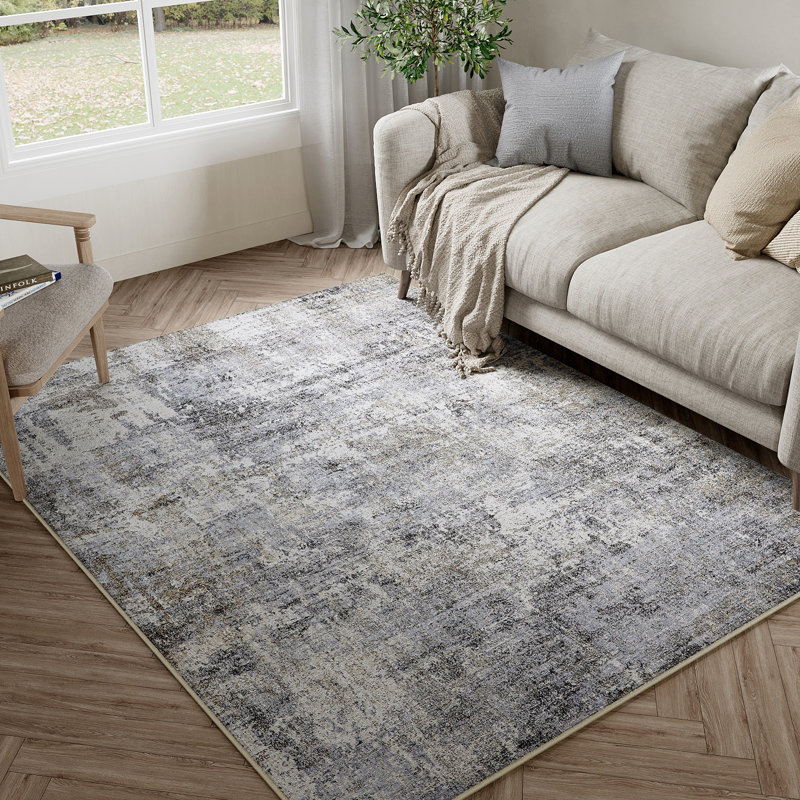 Sarah Machine Washable Abstract Area Rug with Non-Slip Backing, Rectangle 6' x 9'