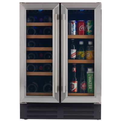 Réfrigérateur à vin et à boissons encastré / encastré à deux zones pour 20 bouteilles et 60 canettes
